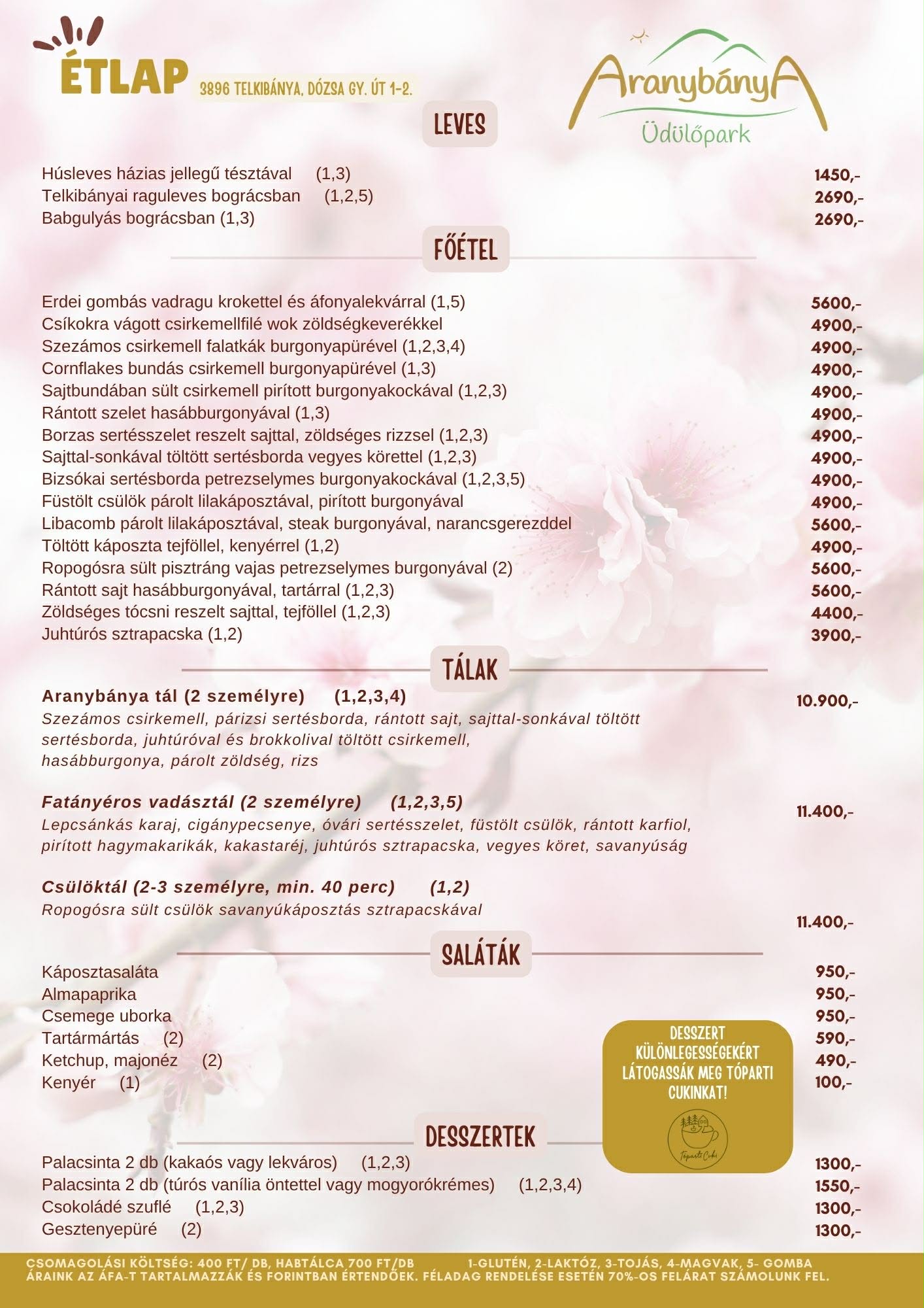 Étlap Aranybánya Üdülőpark