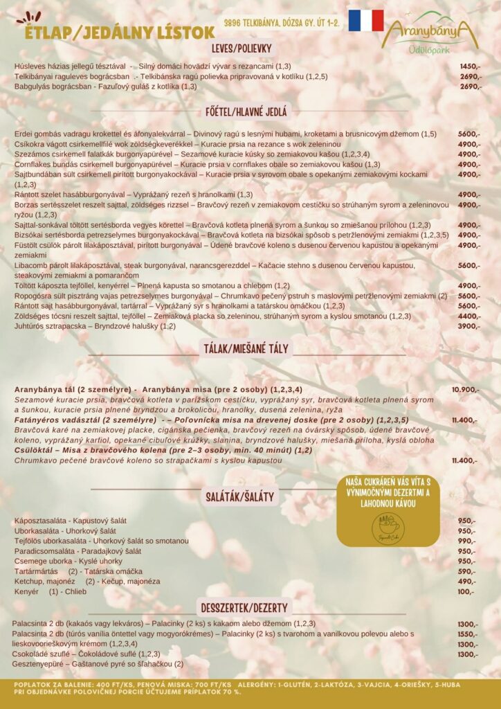 Étlap Aranybánya Üdülőpark